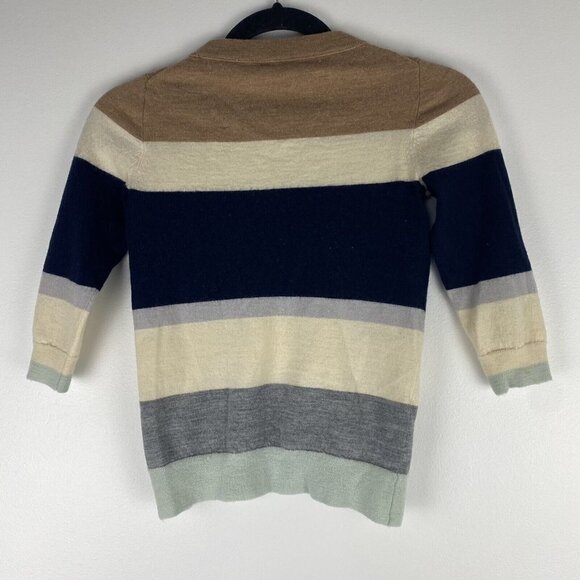 J. Crew Women's Merino Wool Striped Sweater Size XS Pullover Cream Navy Tan - Picture 5 of 9